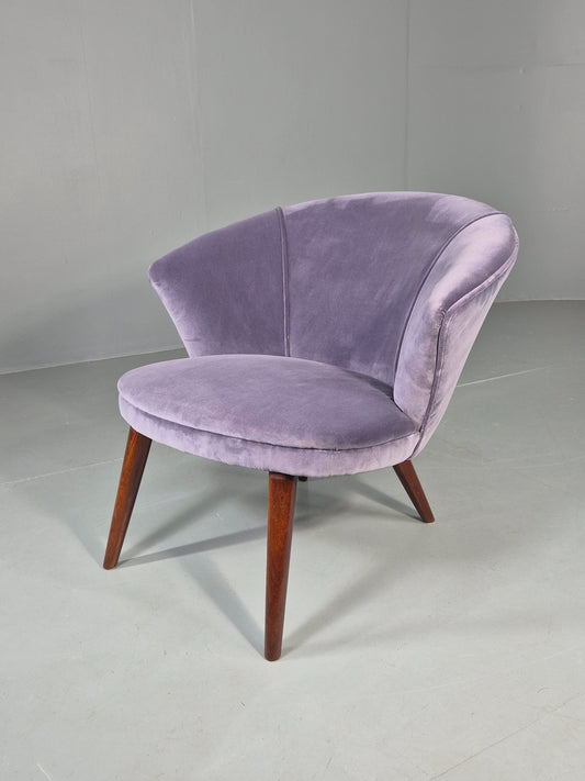 Vintage Danish Mid Century Tub Chair New Upholstery Teak Legs 1960s  EB12039