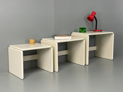 Vintage Nesting Tables White Retro Italian Side Tables 3 Curved EB12617