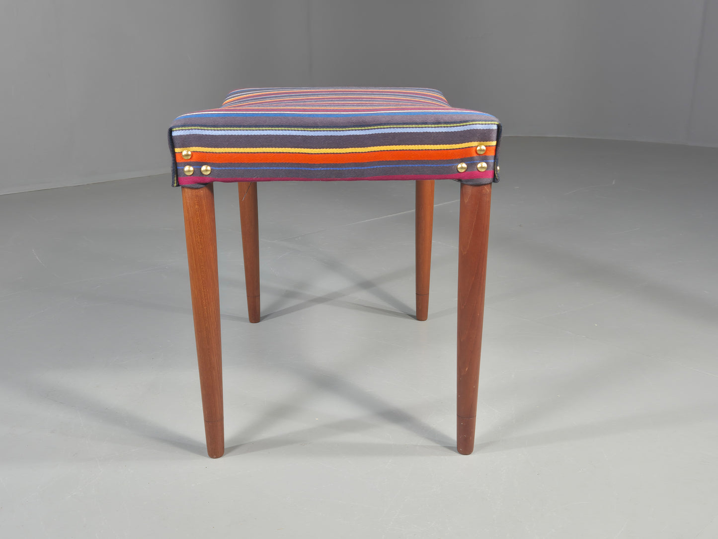 Vintage Midcentury Footstool Danish Design New Upholstery Retro Teak EB12049