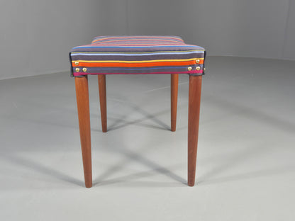 Vintage Midcentury Footstool Danish Design New Upholstery Retro Teak EB12049