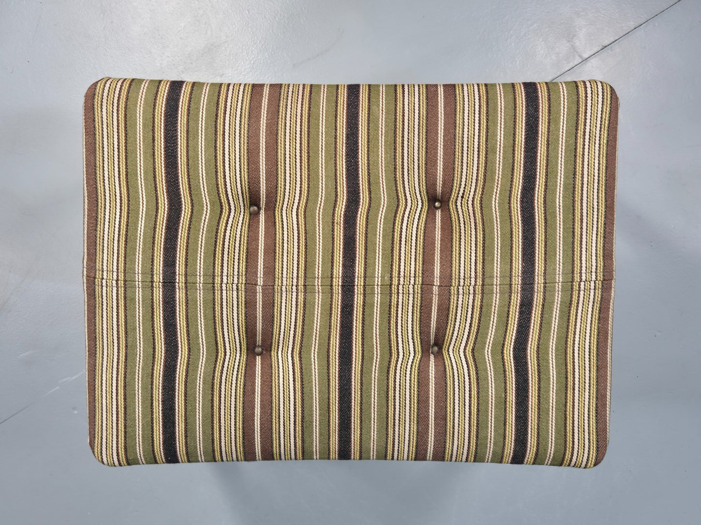 Vintage Mid Century Footstool Danish Design Wool Stripe Retro 1960s EB12099
