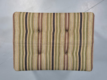 Vintage Mid Century Footstool Danish Design Wool Stripe Retro 1960s EB12099