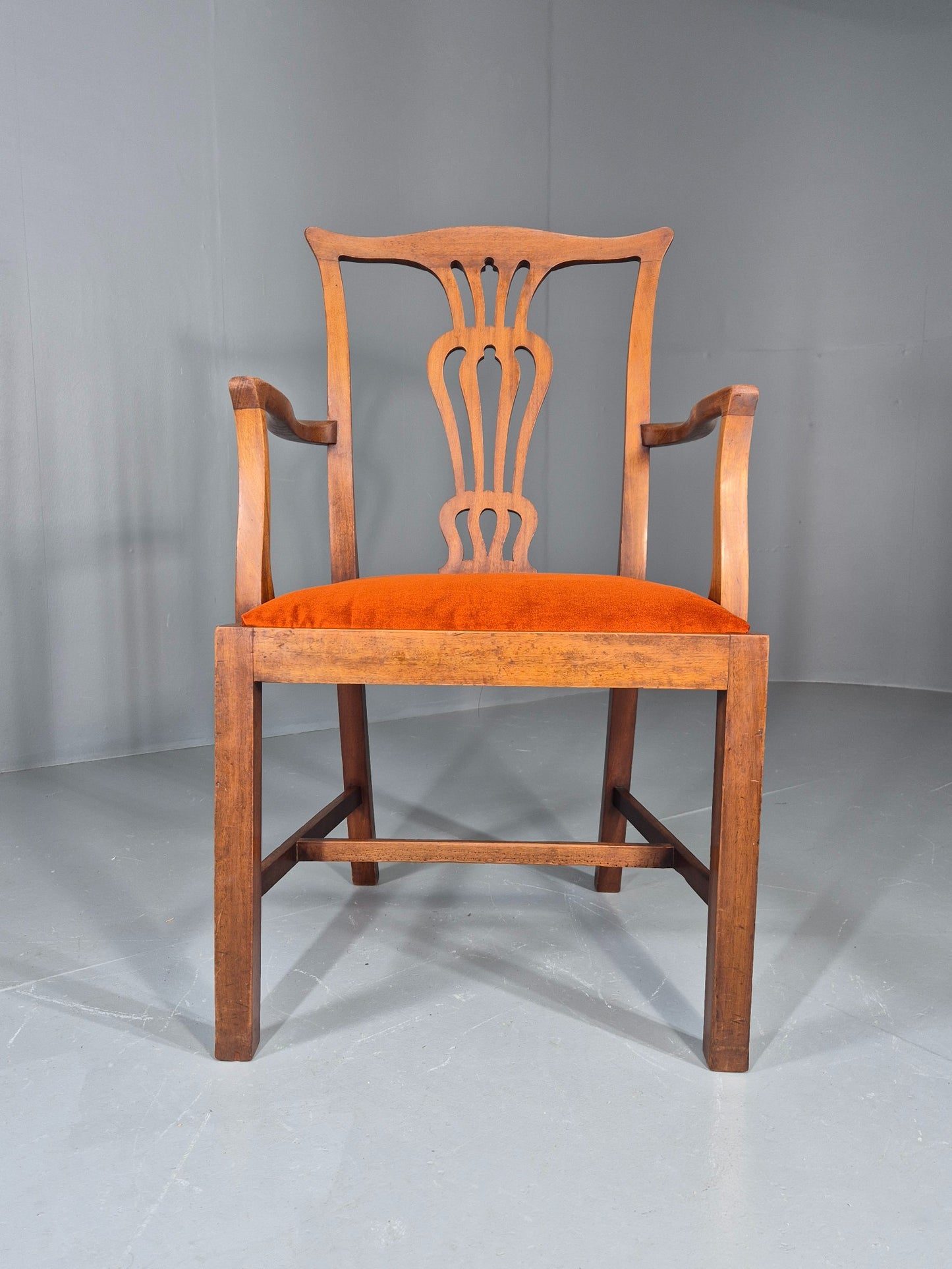Hepplewhite Revival Oak Elbow Chair Antique New Seat Pad EB11931