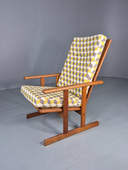 Vintage Mid Century Oak Lounge Chair Jorgan Baekmark Design New Upholstery 12042