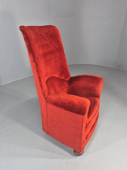 Vintage Rocking Chair Mid Century Red Velour 1950s Retro EB12794