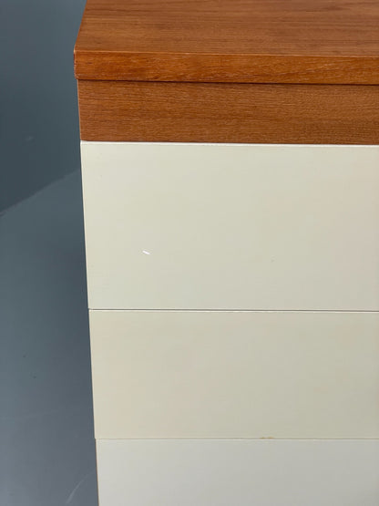 Vintage Chest Of Drawers By Uniflex Retro 1970s Teak Off White EB12196