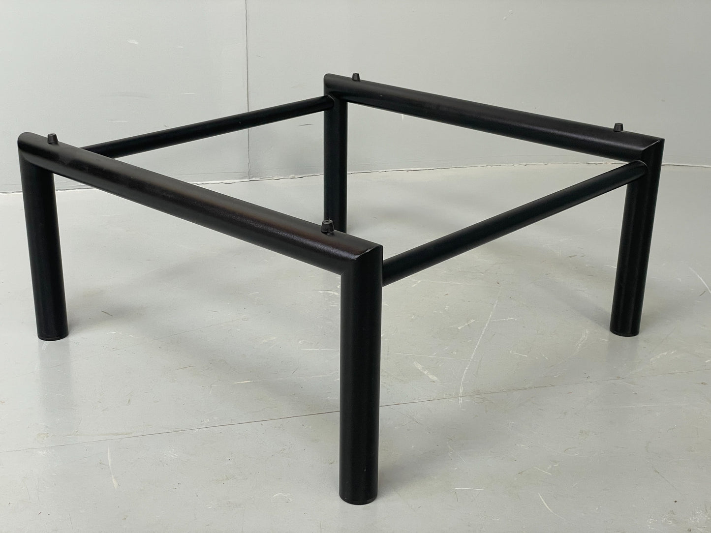 Square Glass Coffee Table Black Steel Frame Le Corbusier Style Modern EB12515