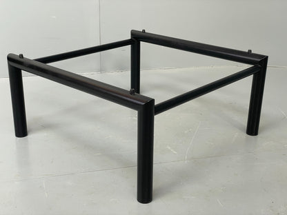 Square Glass Coffee Table Black Steel Frame Le Corbusier Style Modern EB12515