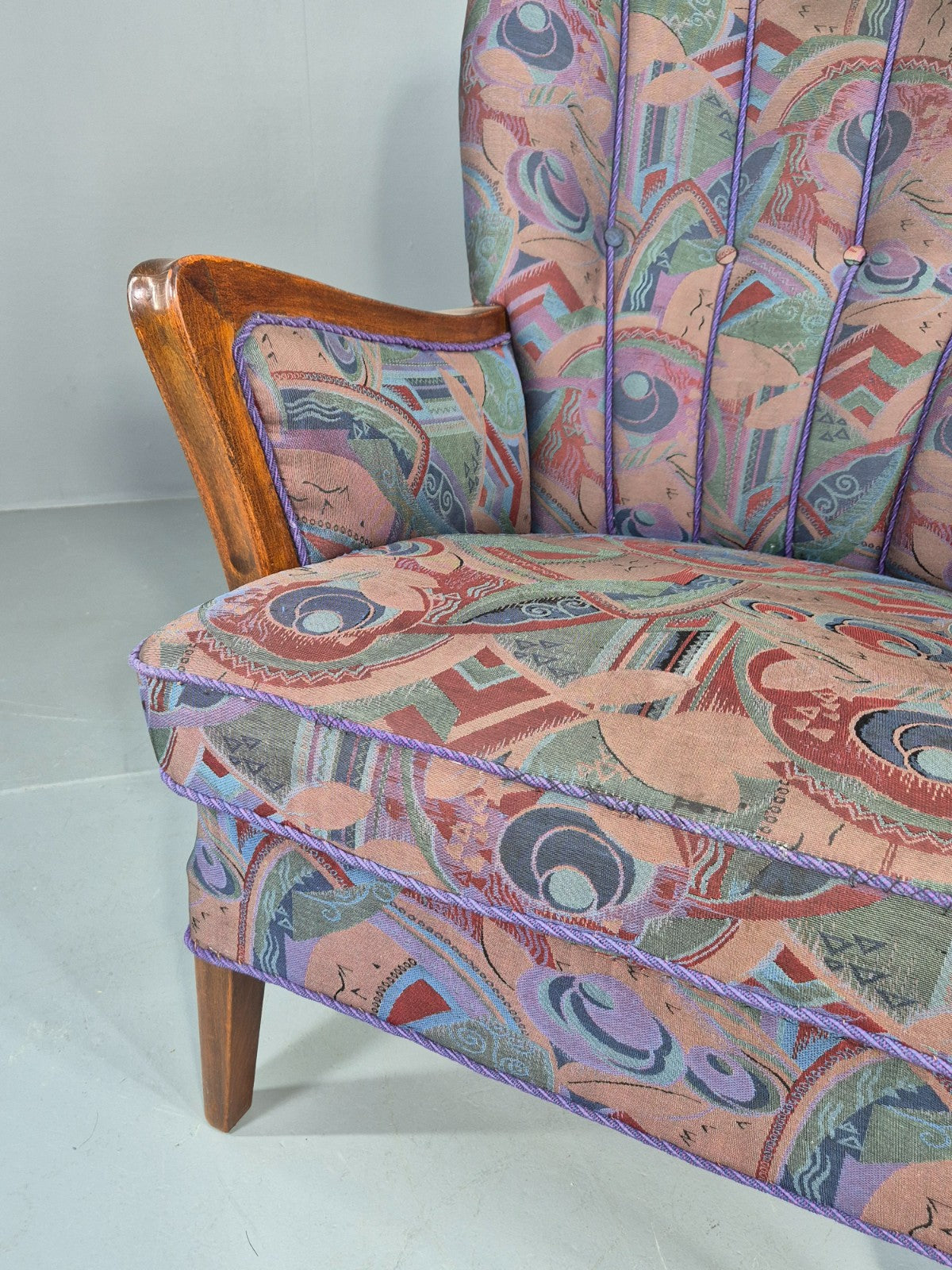 Vintage Danish Art Deco Armchair with 1980s Purple Makeover Retro MCM EB12763