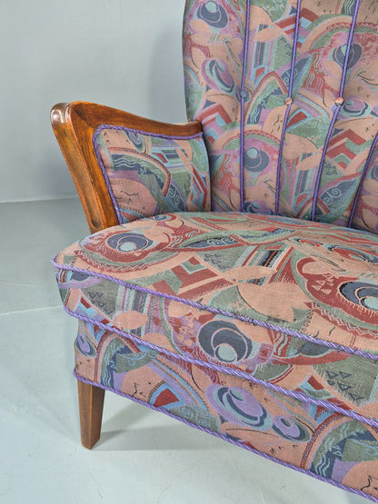 Vintage Danish Art Deco Armchair with 1980s Purple Makeover Retro MCM EB12763