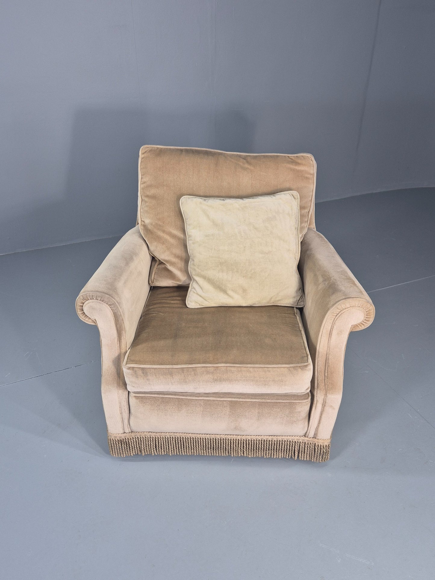 Vintage 1960s Armchair Green Velour Upholstery Mid Century Classical Design EB12471