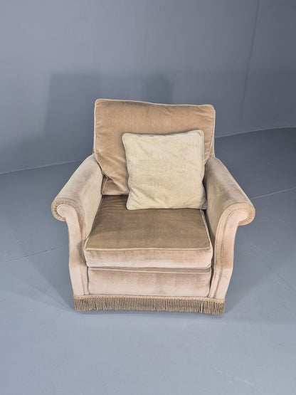 Vintage 1960s Armchair Green Velour Upholstery Mid Century Classical Design EB12471